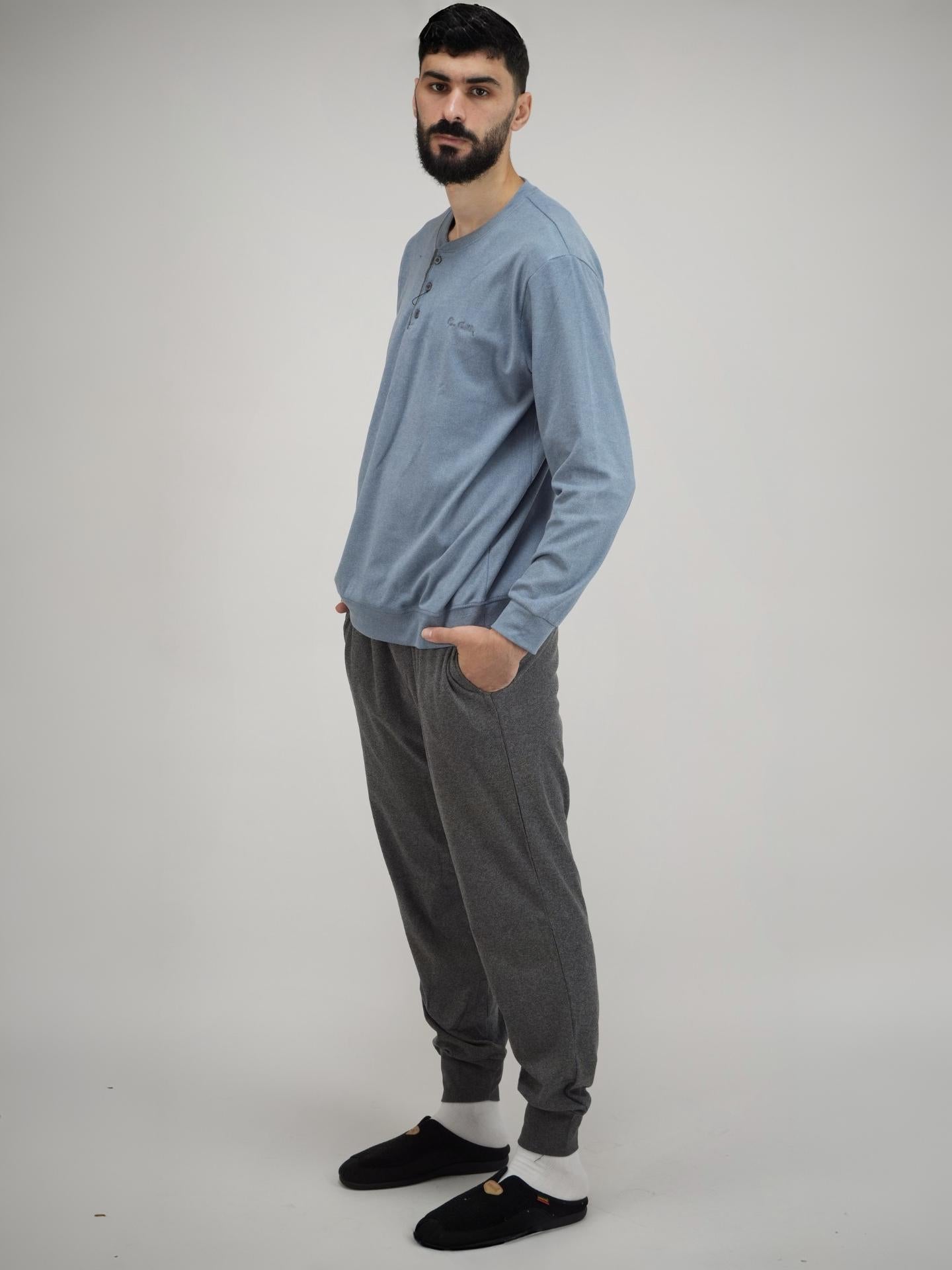 Pyjama Homme Confort | Haut Col Boutonné & Pantalon Long – Maroc