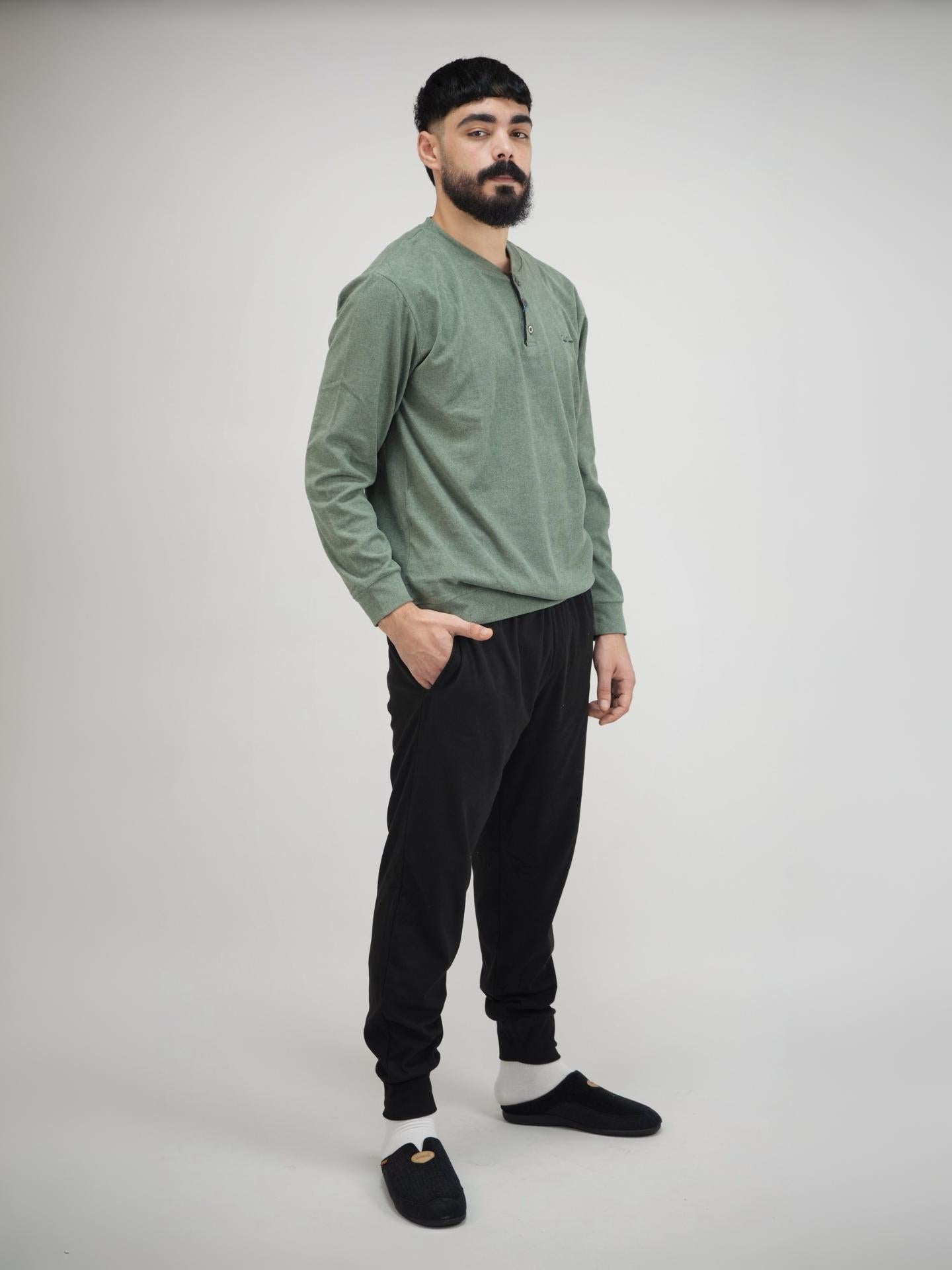 Pyjama Homme Confort | Haut Col Boutonné & Pantalon Long – Maroc