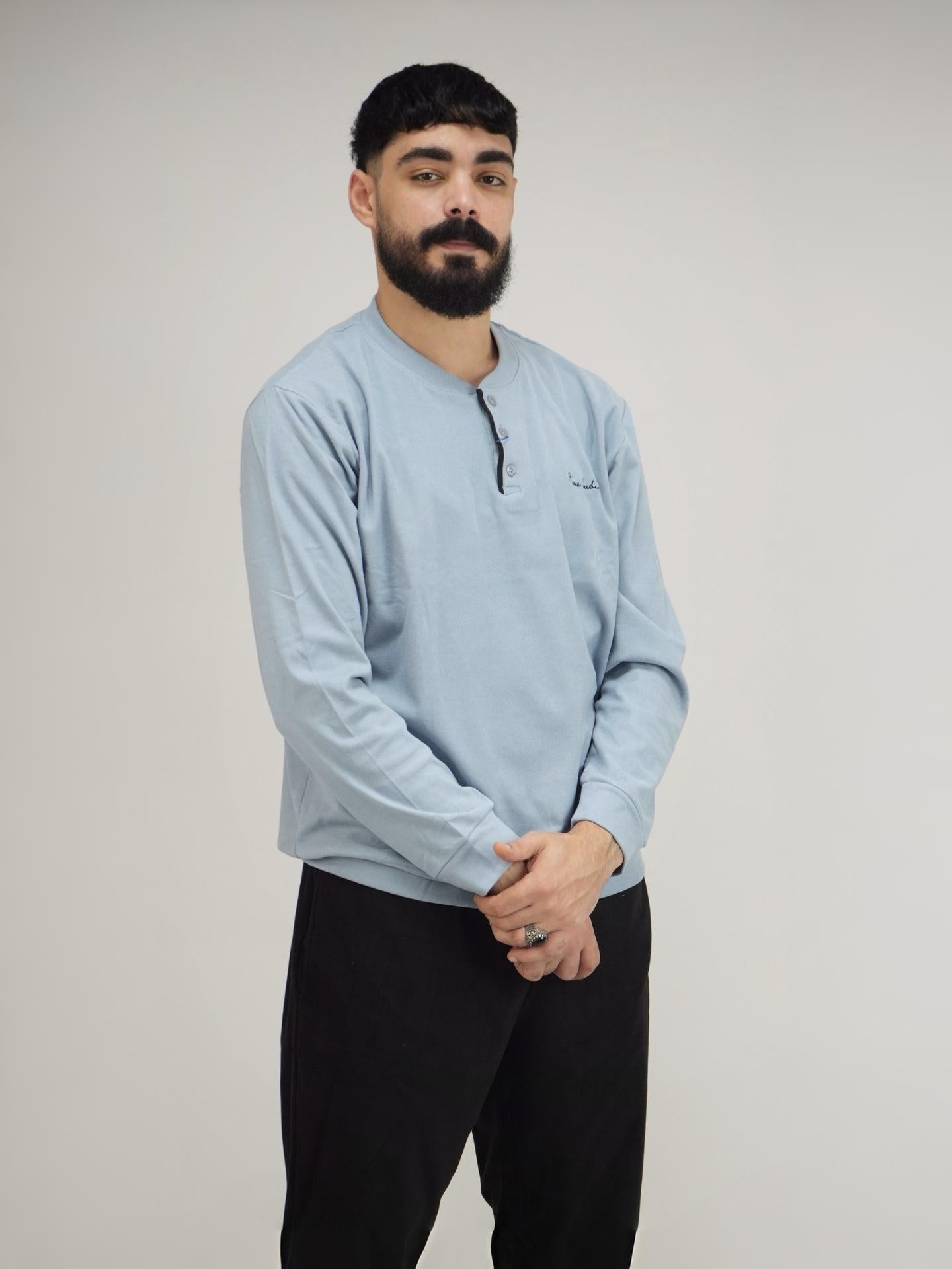 Pyjama Homme Confort | Haut Col Boutonné & Pantalon Long – Maroc