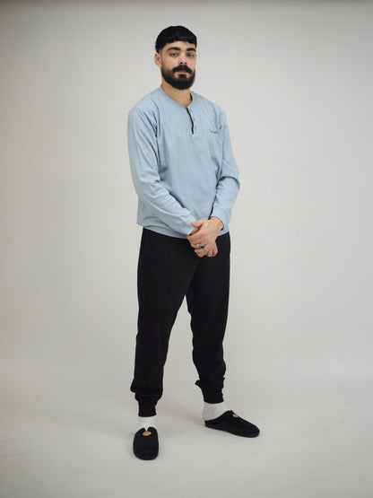 Pyjama Homme Confort | Haut Col Boutonné & Pantalon Long – Maroc