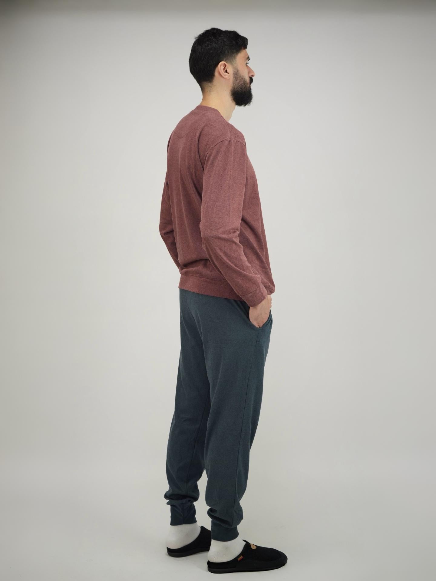Pyjama Homme Confort | Haut Col Boutonné & Pantalon Long – Maroc