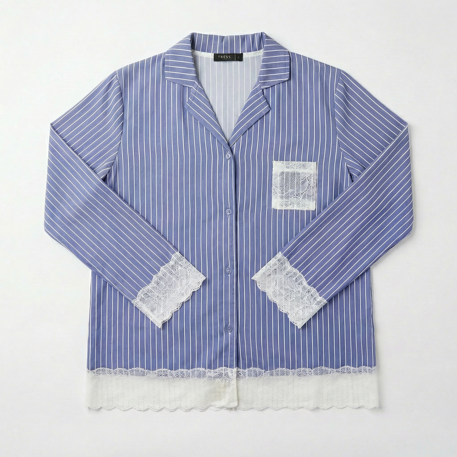 Pyjama Femme Rayé Bleu Élégant – Importé d’Espagne 🇪🇸