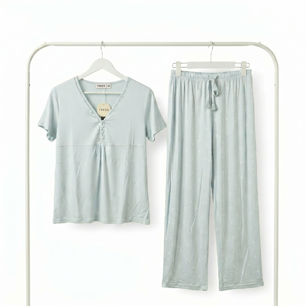 Pyjama Femme Vert Menthe Élégant – Importé d’Espagne 🇪🇸