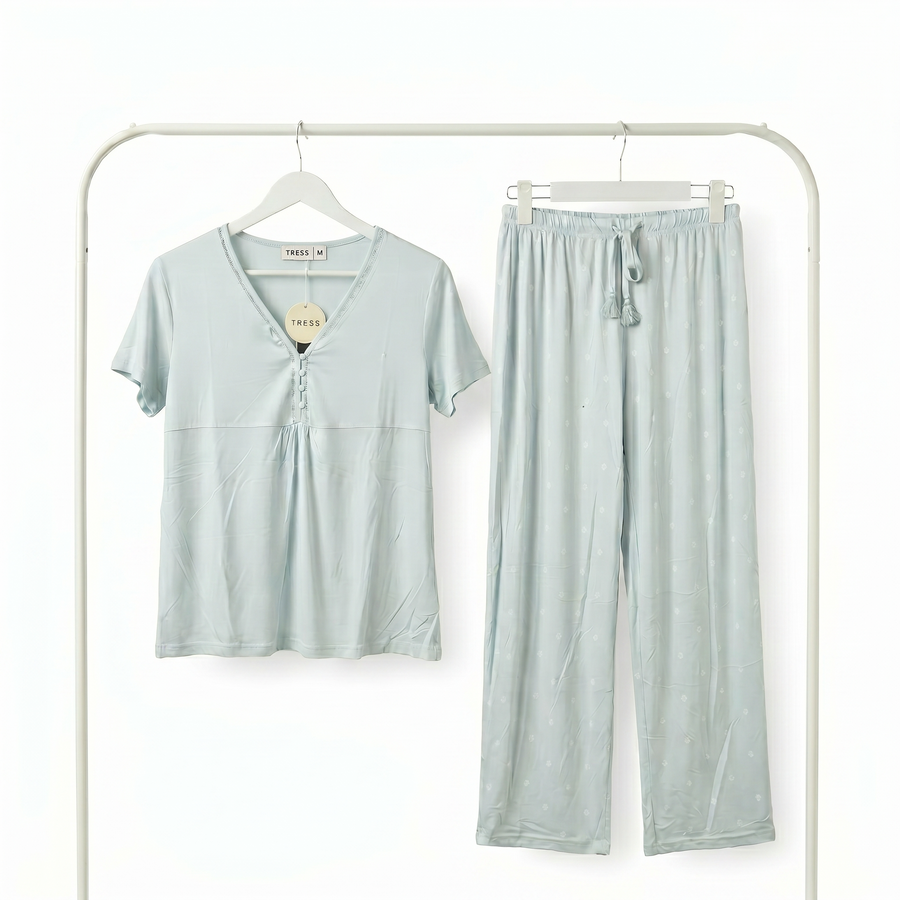 Pyjama Femme Vert Menthe Élégant – Importé d’Espagne 🇪🇸