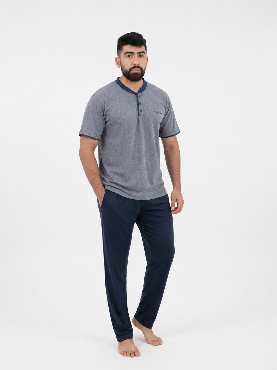 Pyjama Homme Gris Rayé  – Élégance et Détente au Quotidien