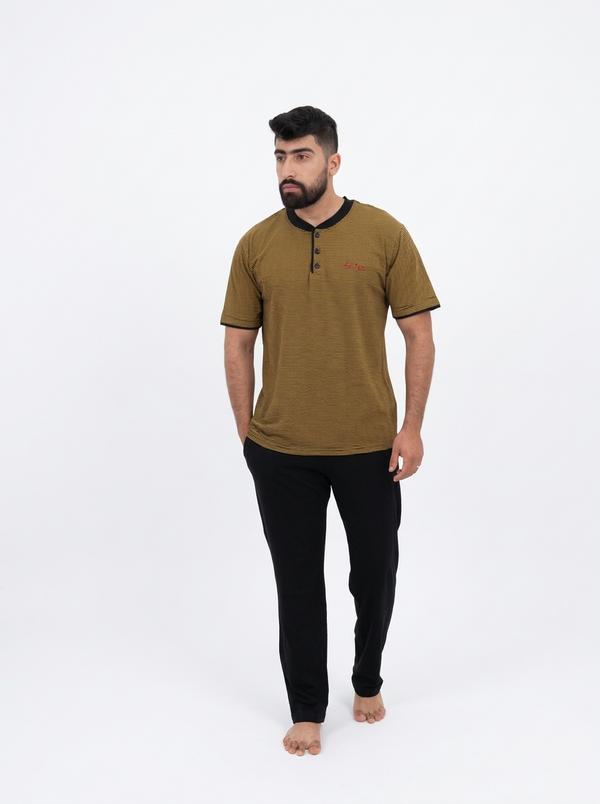 Pyjama Homme Marron Rayé – Confort et Style Authentique