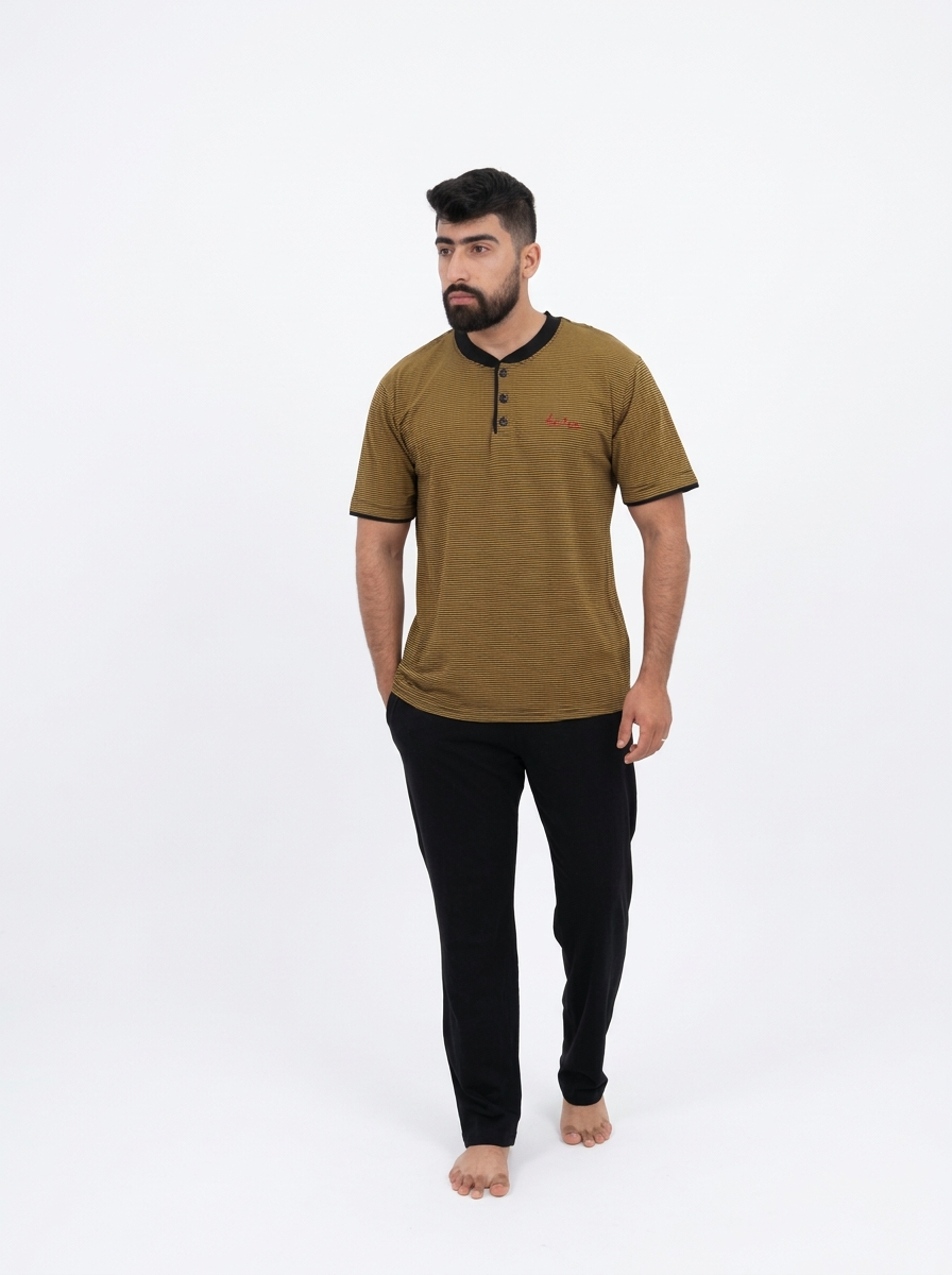 Pyjama Homme Marron Rayé – Confort et Style Authentique