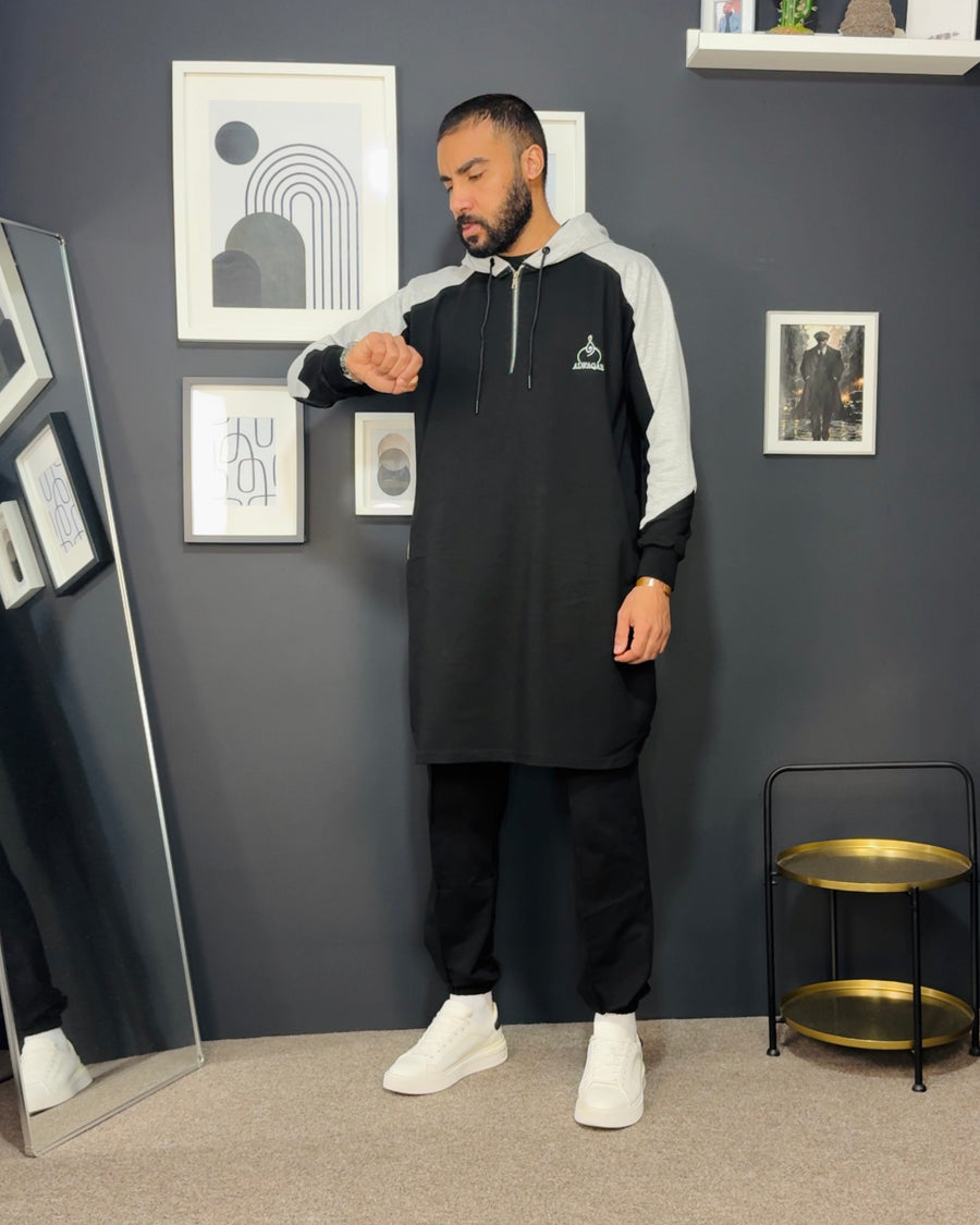 Qamis Al Waqar Noir – Élégance Moderne & Confort Premium
