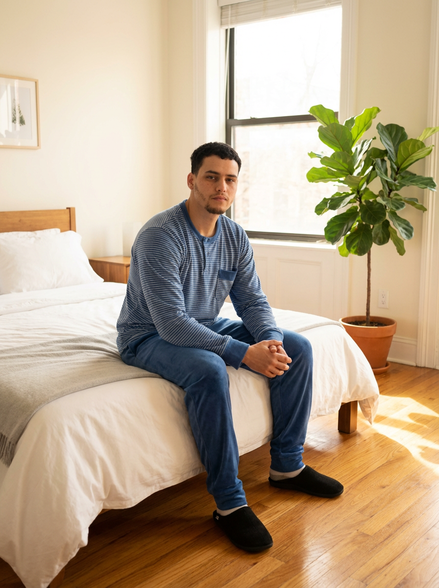 Pyjama Homme Bleu Printemps – Léger & Confort (KF49)