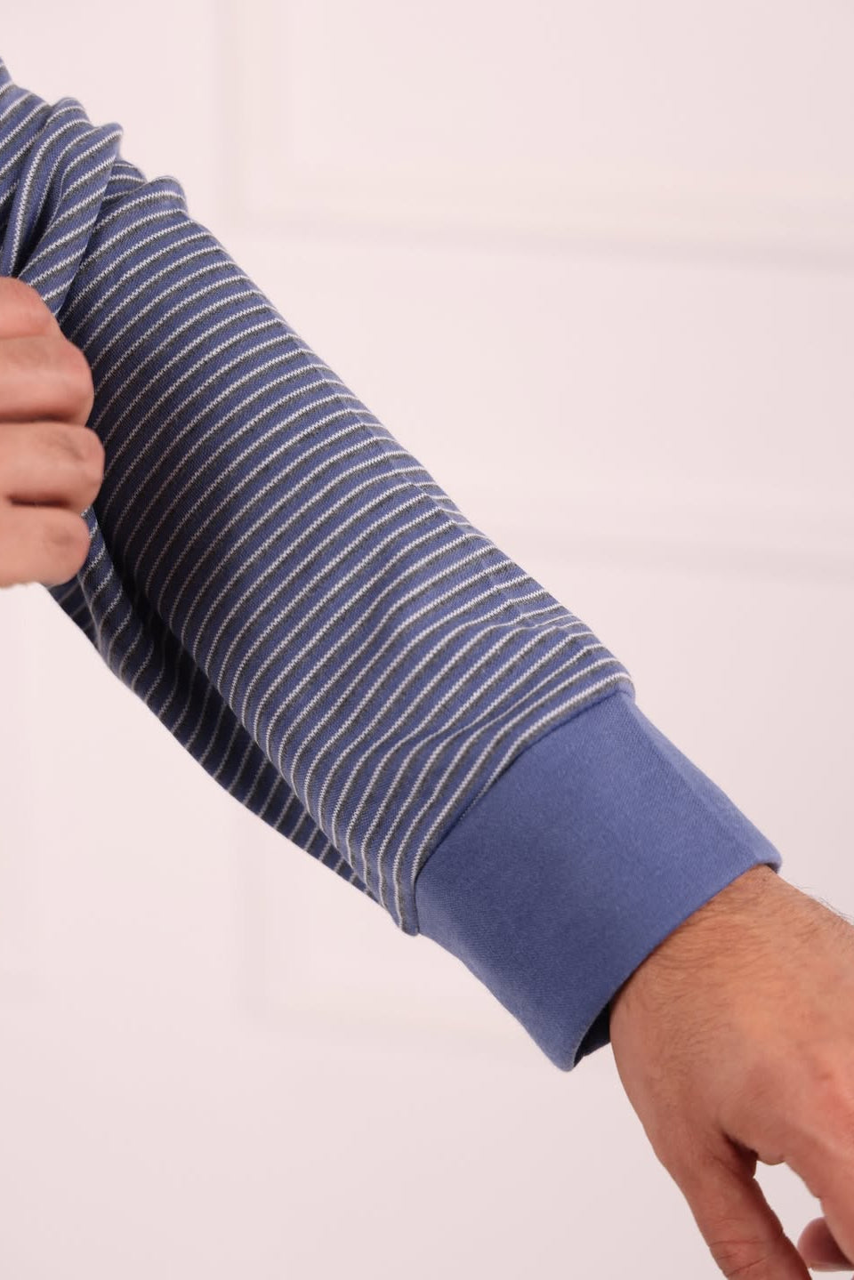 Pyjama Homme Hiver Bleu Foncé Rayé – Coton Premium (KF 48)