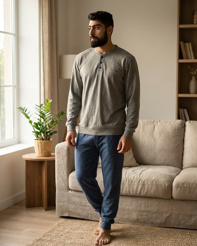 Pyjama Homme  Gris  Confort & Style – Coton Premium