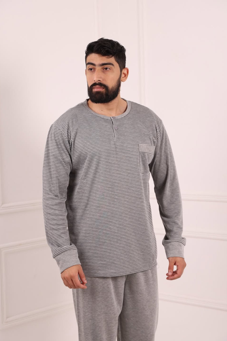Pyjama gris pour homme hiver confort Maroc