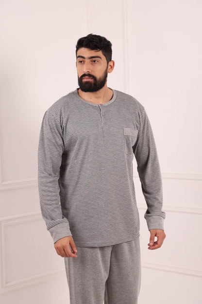 Pyjama gris pour homme hiver confort Maroc
