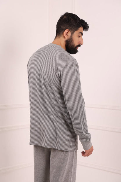 Pyjama chaud homme hiver coton gris Maroc