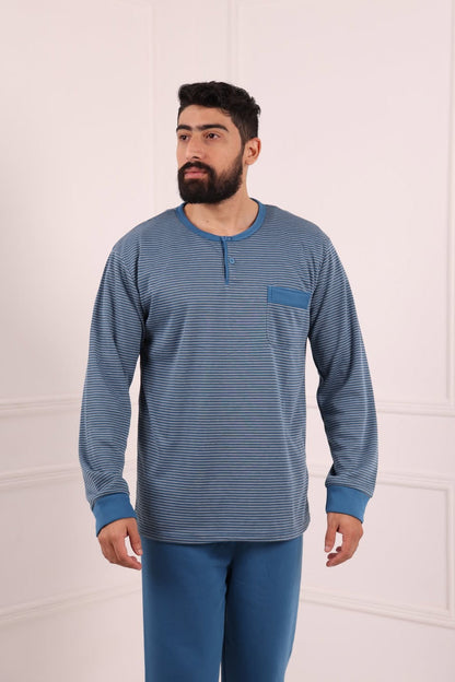 Pyjama homme bleu hiver confortable Maroc