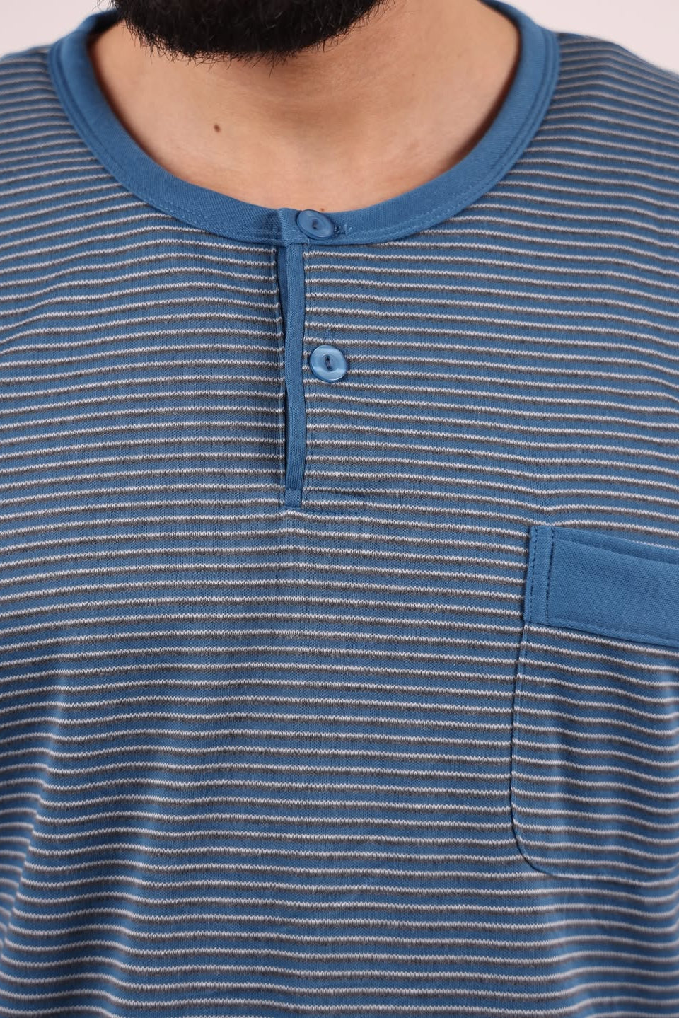 Haut pyjama homme rayé bleu Maroc