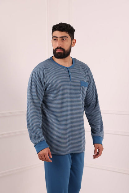 Pyjama hiver homme bleu livraison Maroc