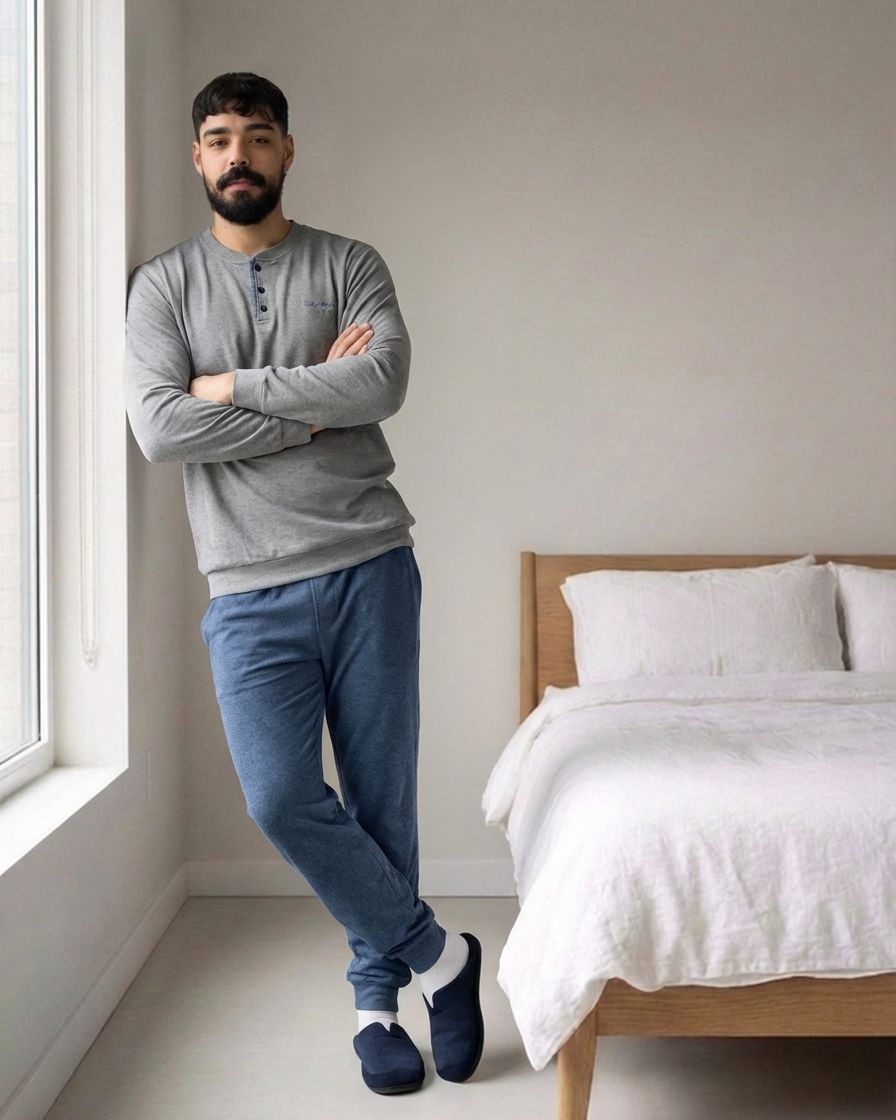 Pyjama Homme Gris Premium – Confort Hiver