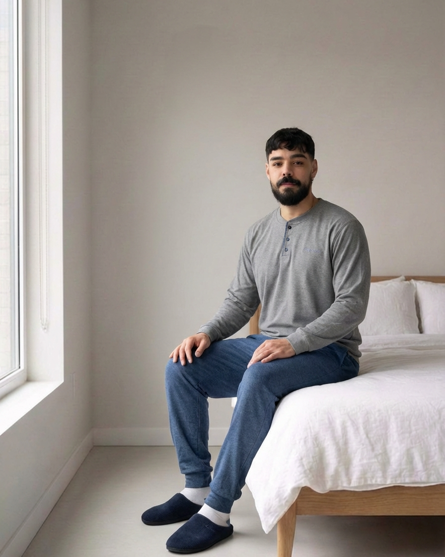 Pyjama Homme Gris Premium – Confort Hiver