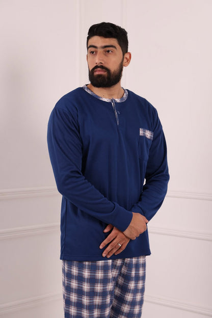Pyjama homme manches longues bleu marine Maroc