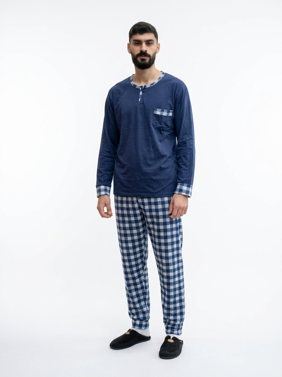 Pyjama Homme Bleu Roi Carreaux – Printemps (KF34)
