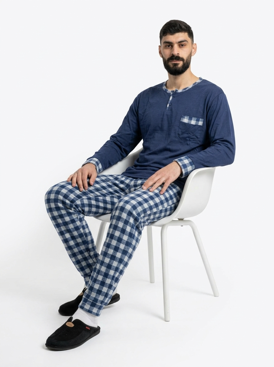 Pyjama Homme Bleu Roi Carreaux – Printemps (KF34)