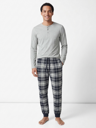 Esmara Pyjama Homme en Coton Gris Clair à Carreaux