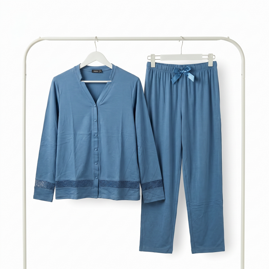 Pyjama Femme Bleu Élégant – Importé d’Espagne 🇪🇸