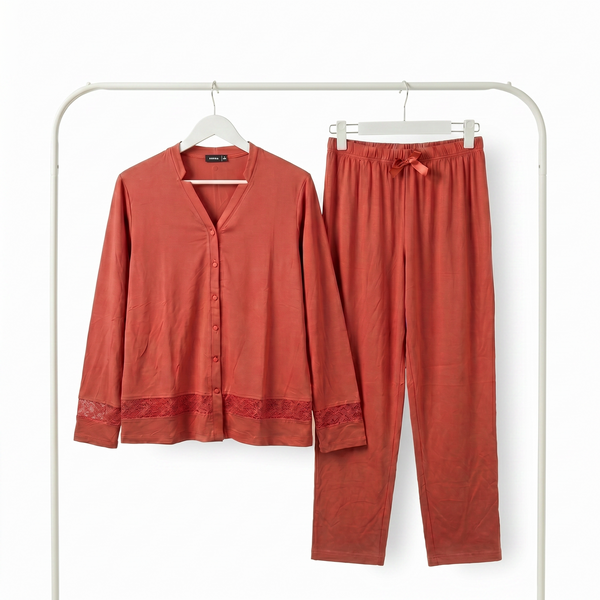 Pyjama Femme Terracotta Élégant – Importé d’Espagne 🇪🇸