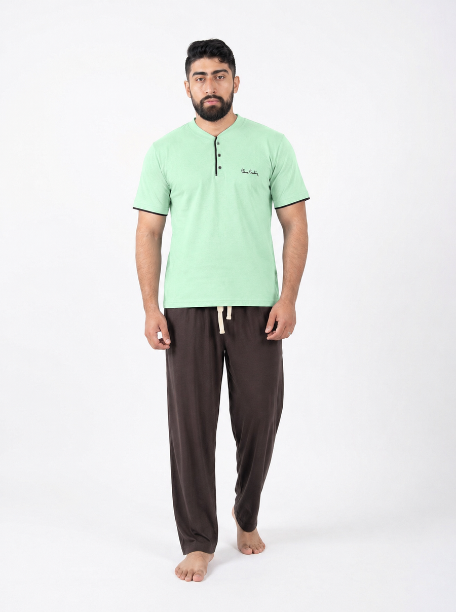 Pyjama Homme Vert Menthe & Pantalon Marron Chocolat