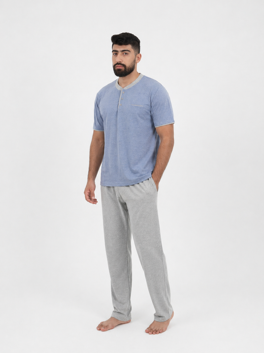 Pyjama Homme Bleu Ciel – Confort au Quotidien avec Style