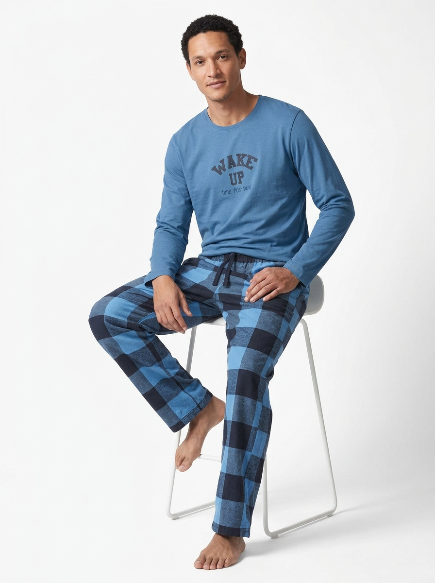 Esmara Pyjama Homme en Coton Bleu à Carreaux