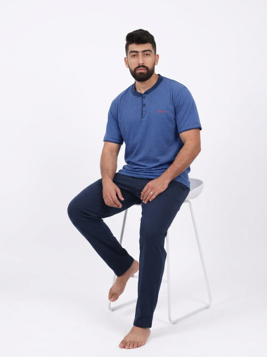 Pyjama Homme Bleu Marine – Élégance et Détente au Quotidien