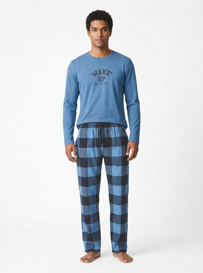 Esmara Pyjama Homme en Coton Bleu à Carreaux