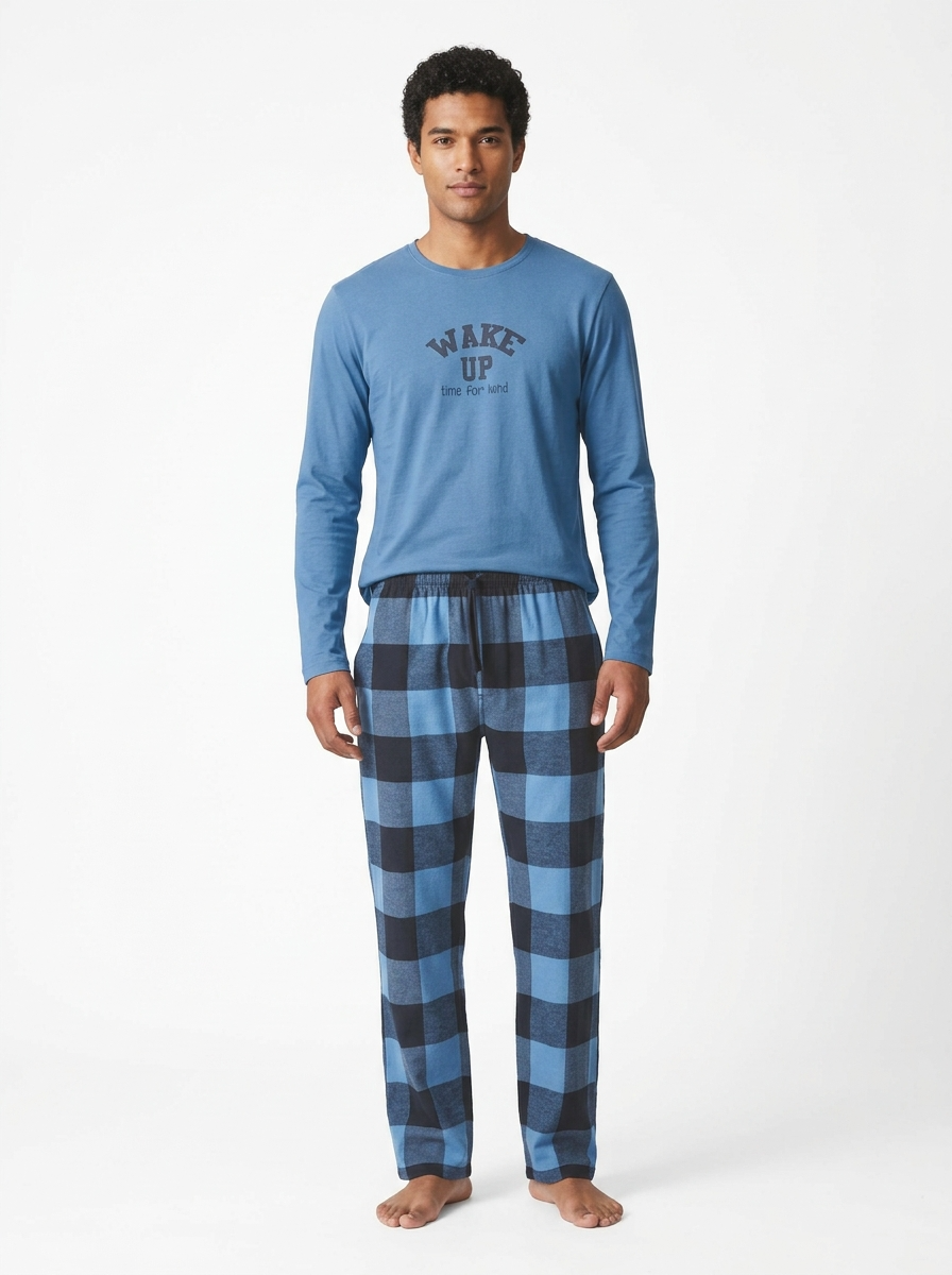 Esmara Pyjama Homme en Coton Bleu à Carreaux