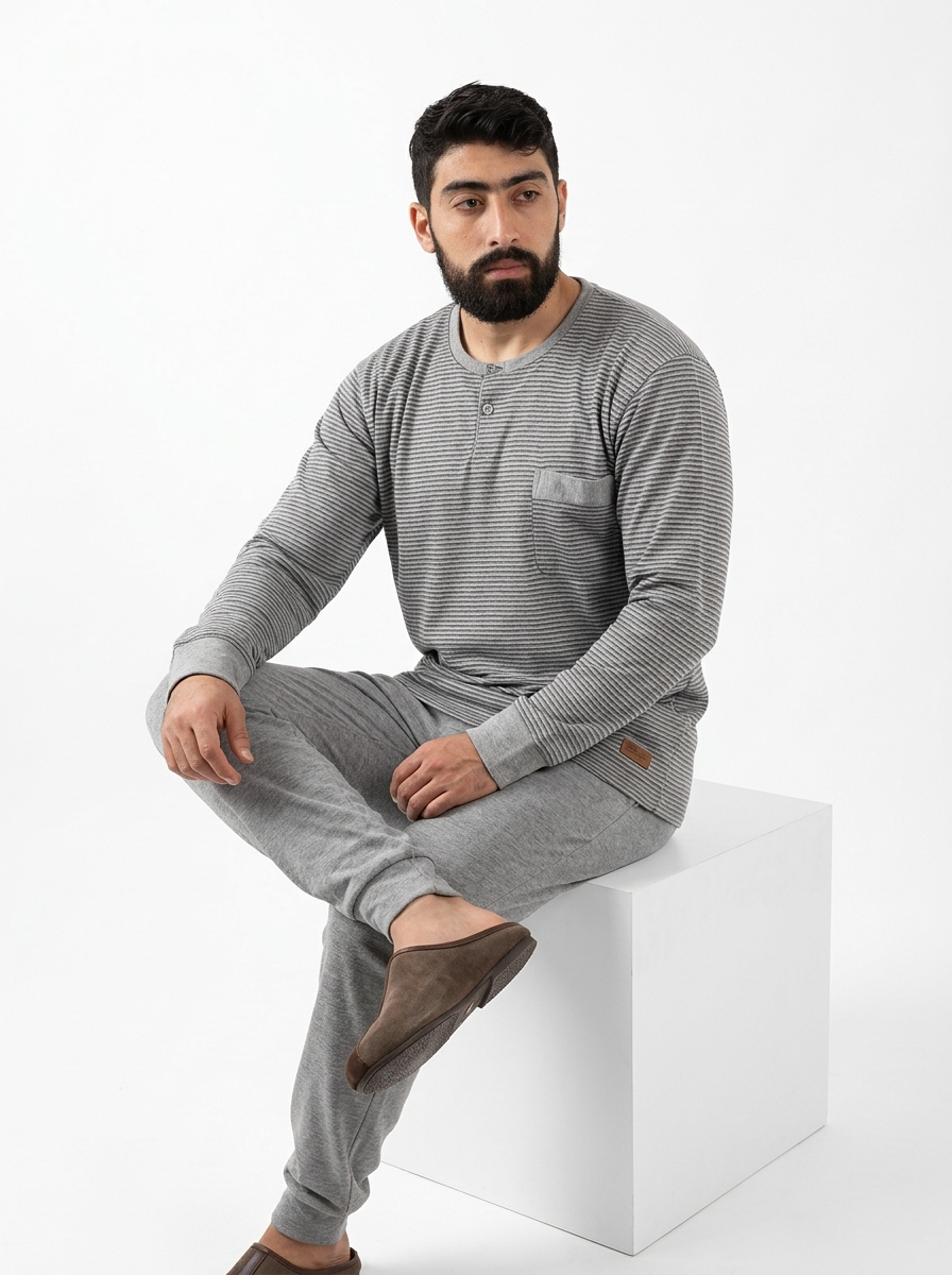 Pyjama Homme Gris – Printemps Confort & Style (KF48)