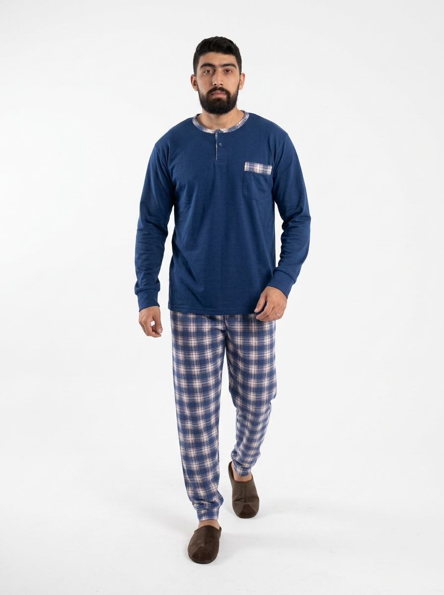 Pyjama Homme Bleu Carreaux – Printemps (KF47)