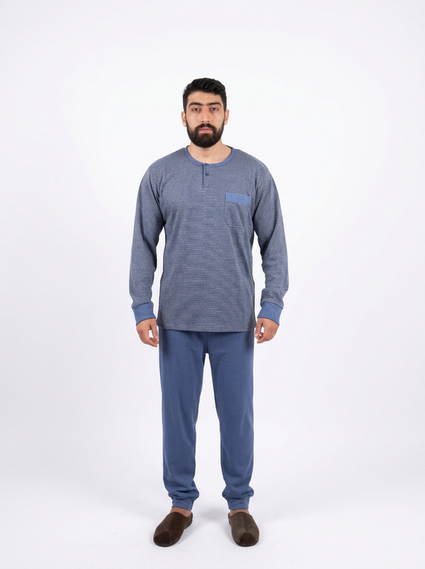 Pyjama Homme Bleu Foncé Rayé – Printemps (KF48)