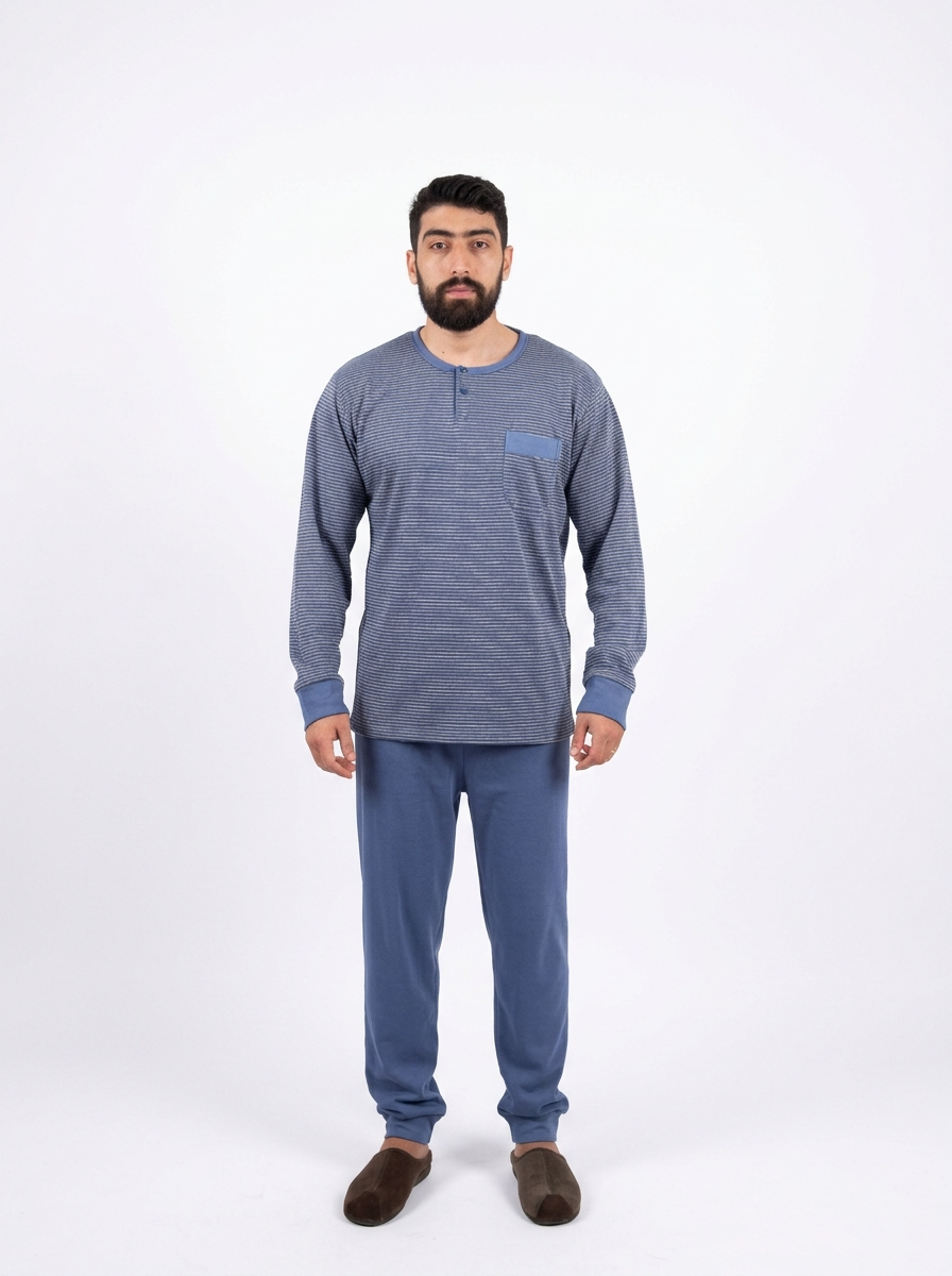 Pyjama Homme Bleu Foncé Rayé – Printemps (KF48)