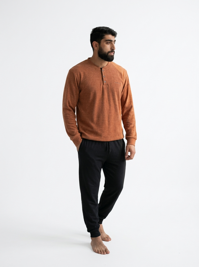 Ensemble Pyjama Orange – Doux & Élégant