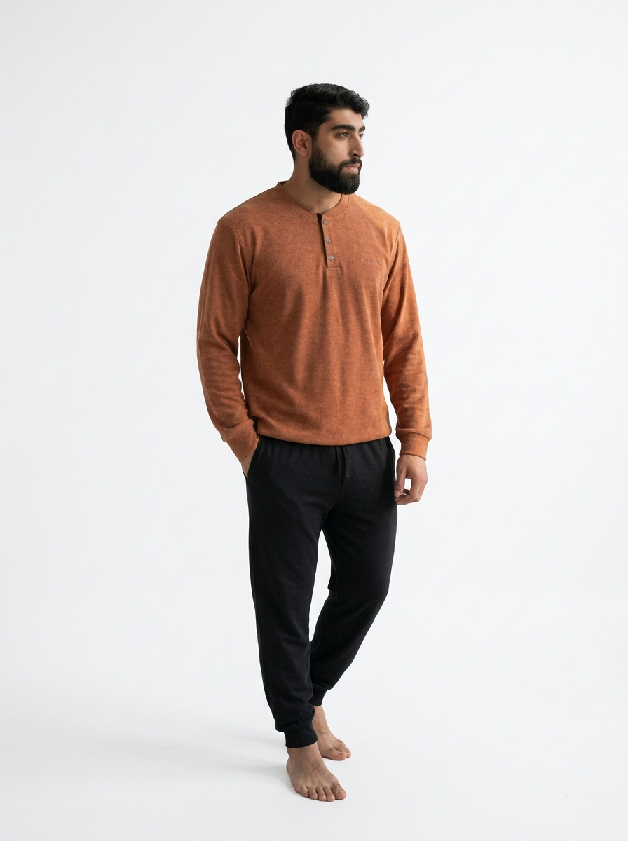 Ensemble Pyjama Orange – Doux & Élégant