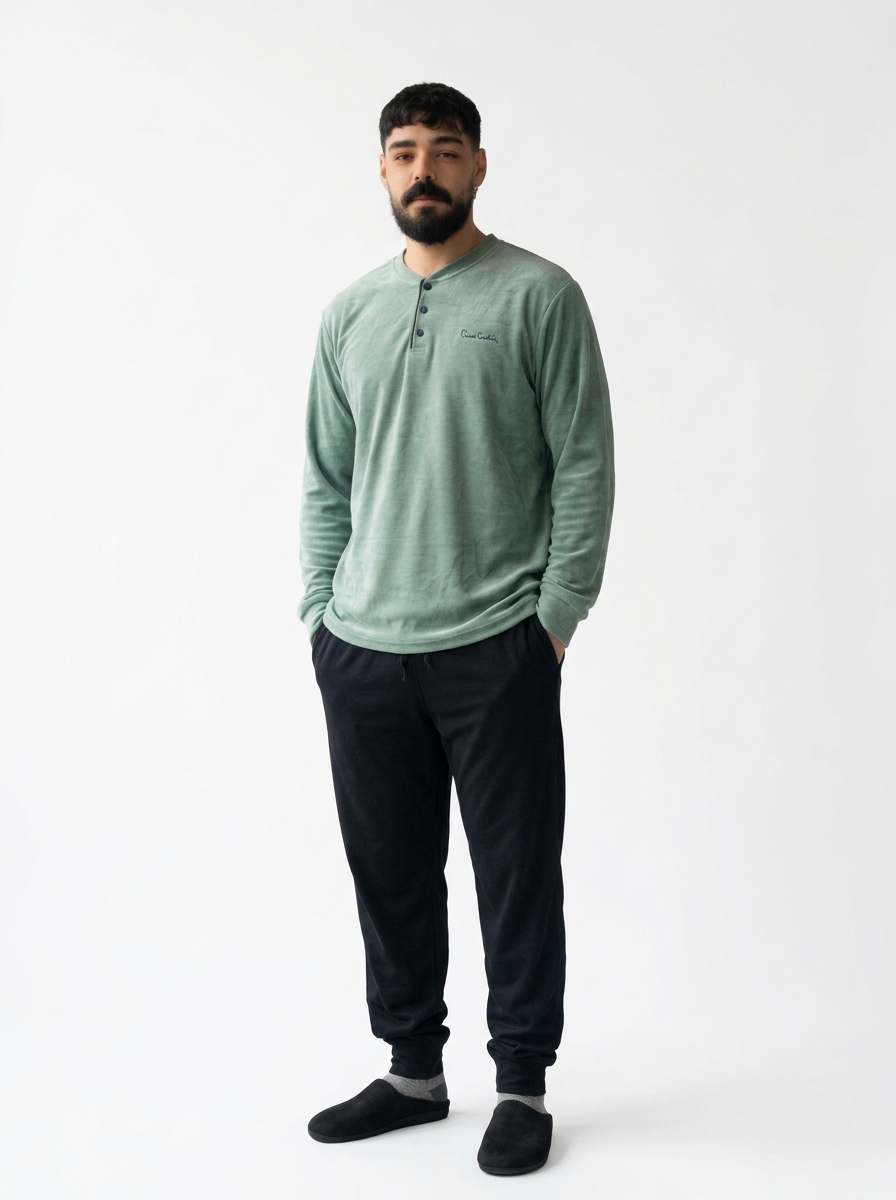 Pyjama Homme Vert Clair & Noir – Confort Premium
