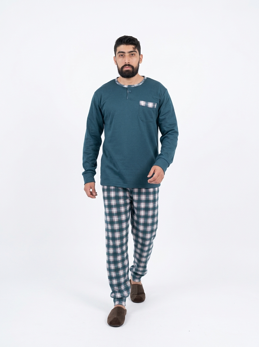 Pyjama Homme Vert Foncé Carreaux – Printemps (KF47)