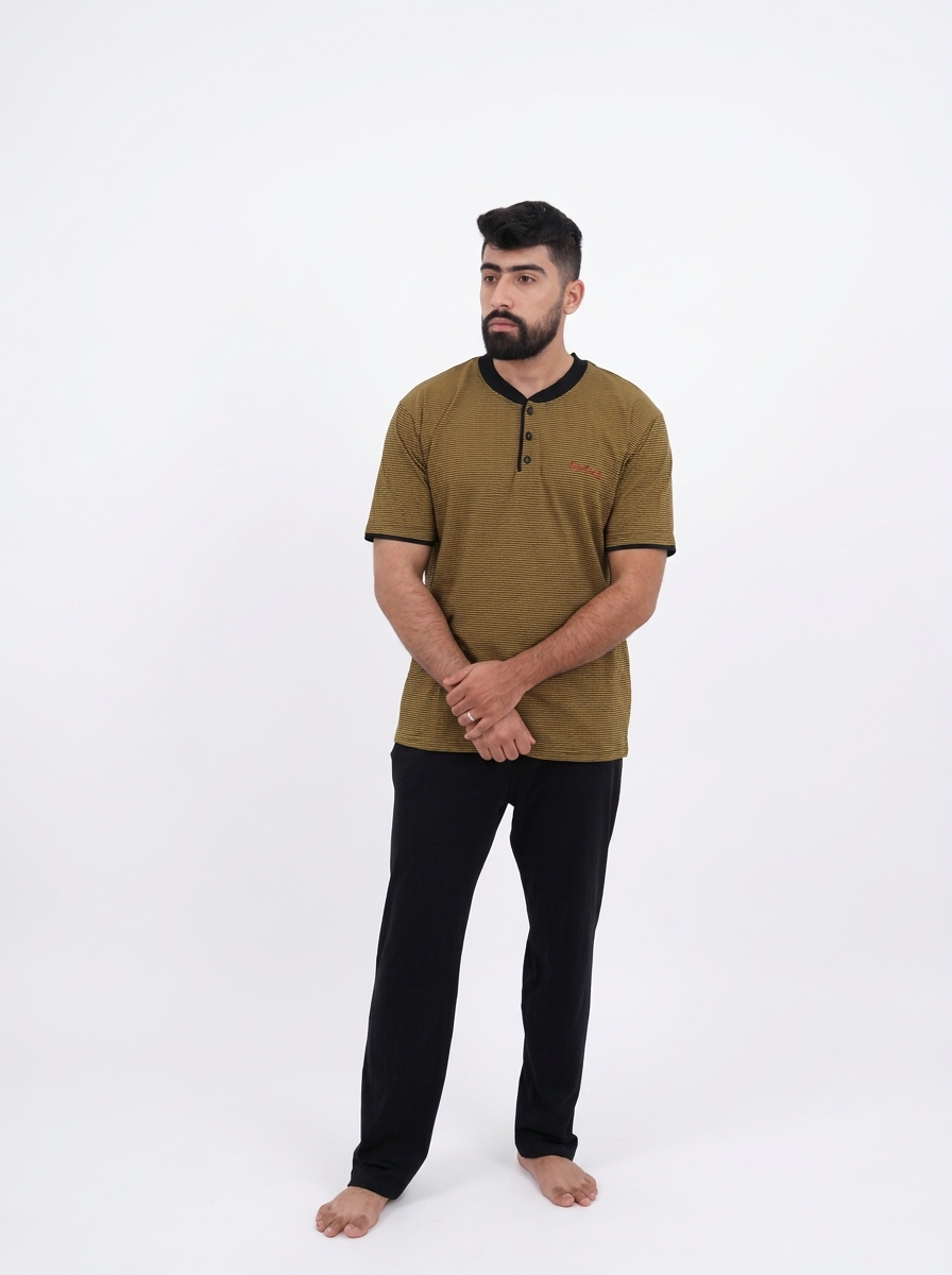 Pyjama Homme Marron Rayé – Confort et Style Authentique