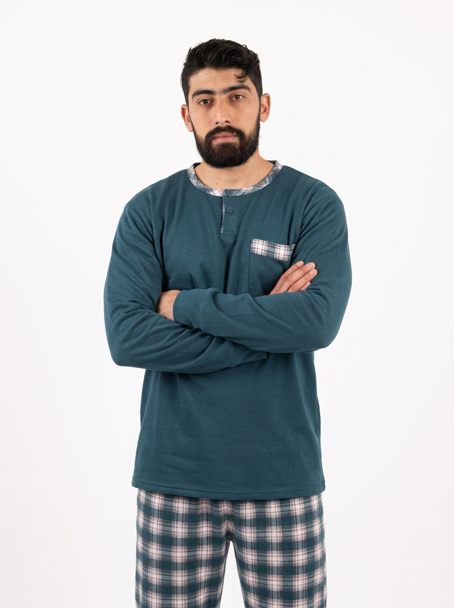 Pyjama Homme Vert Foncé Carreaux – Printemps (KF47)