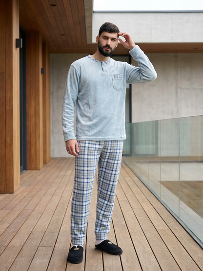 Pyjama Bombas importé d'Espagne — velours bleu homme.