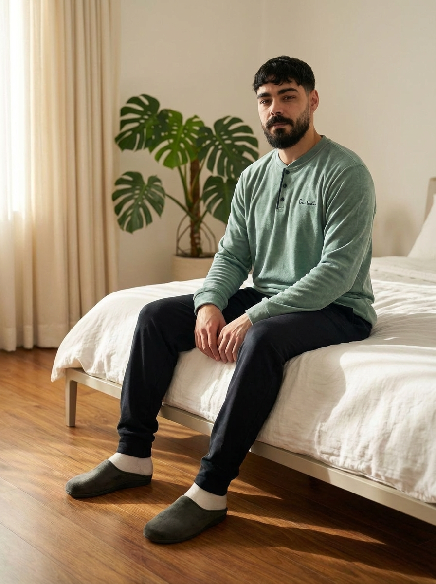 ensemble-loungewear-homme-luxe-velours-vert-maroc-lifestyle