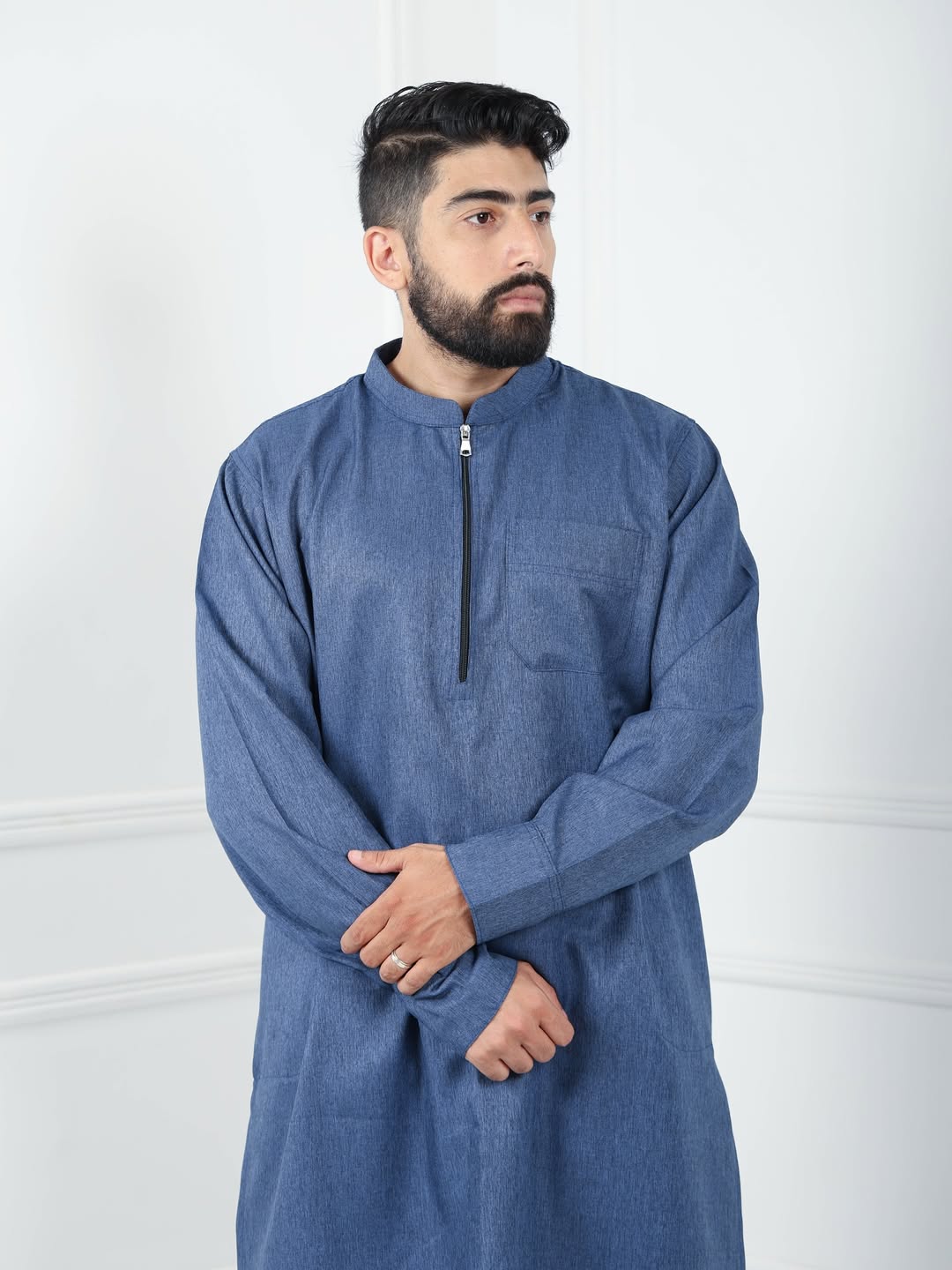 qamis moderne homme couleur bleu confort