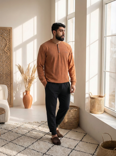 Pyjama Homme orange Confort & Style – Coton Premium